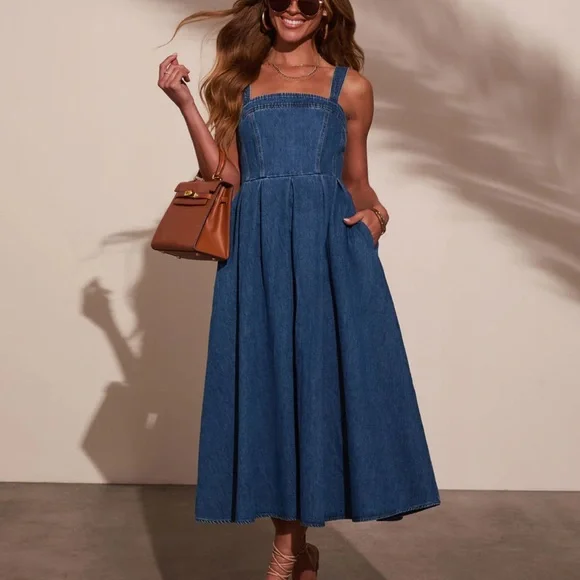 VICI Meralda Corset Denim Midi Dress - Picture 3 of 8